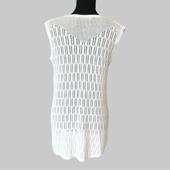 Heather B Pure Cotton Mesh Crochet Sleeveless Sweater Coverups - Picture 3 of 12
